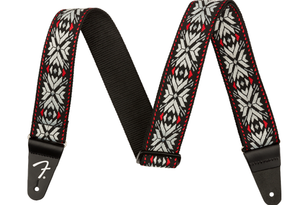 Pasadena Woven Strap, Red Snowflake, 2"