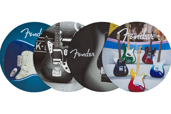 Fender™ Guitars Coasters, 4-Pack, Multi-Color Leather