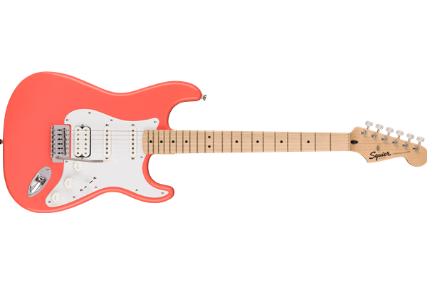 Squier Sonic® Stratocaster® HSS, Maple Fingerboard, White Pickguard, Tahitian Coral