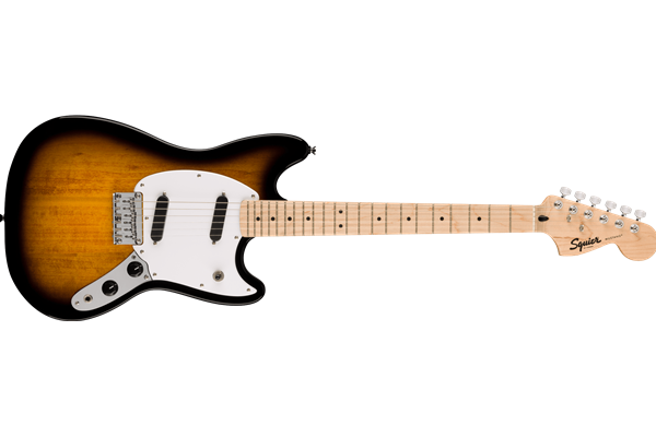 Squier Sonic® Mustang®, Maple Fingerboard, White Pickguard, 2-Color Sunburst