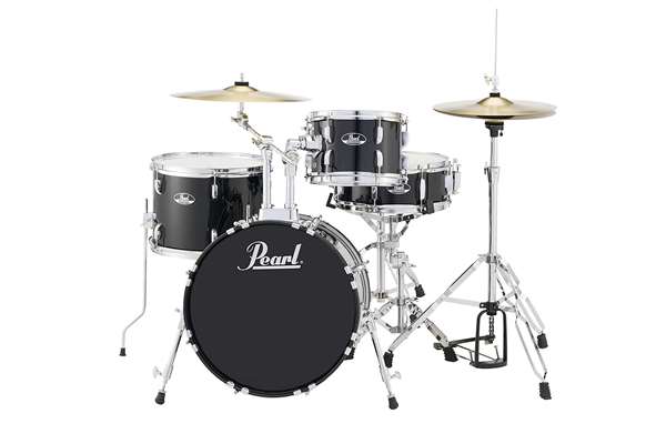 Roadshow Complete 4-Piece Drum Set W/ 18" Bass Drum, Jet Black